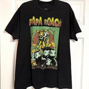 Papa Roach Graphic Print Black Short Sleeve Crew Neck T-Shirt Size L